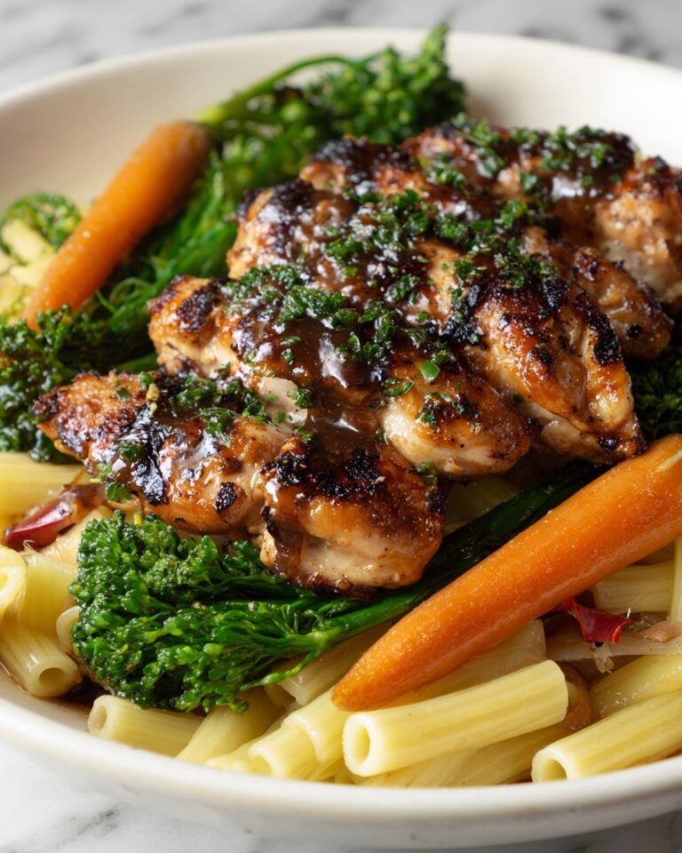 Honey Garlic Chicken with Roasted Veggie Penne Recipe
