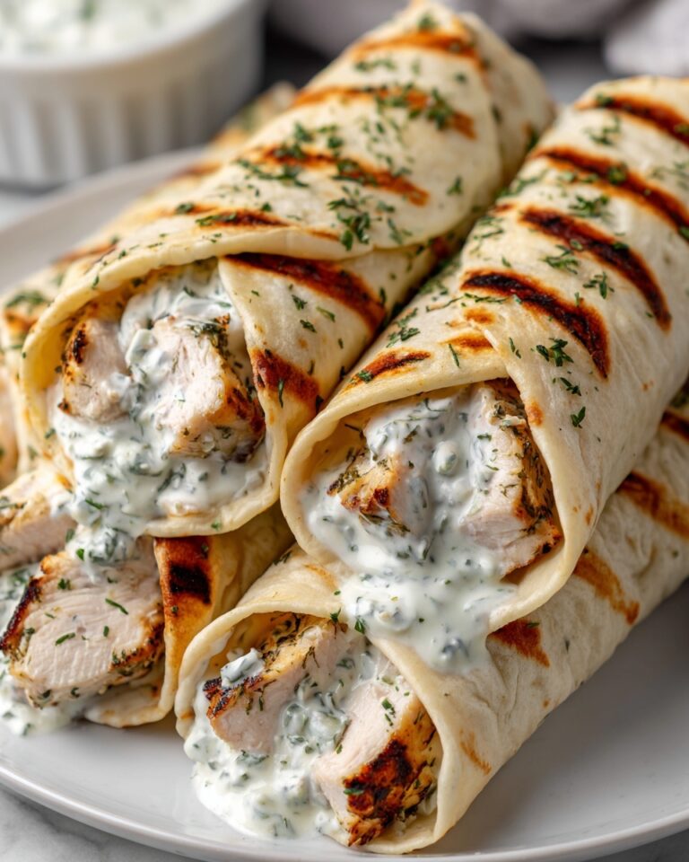 Chicken Wraps with a Garlic Cream Sauce Recipe