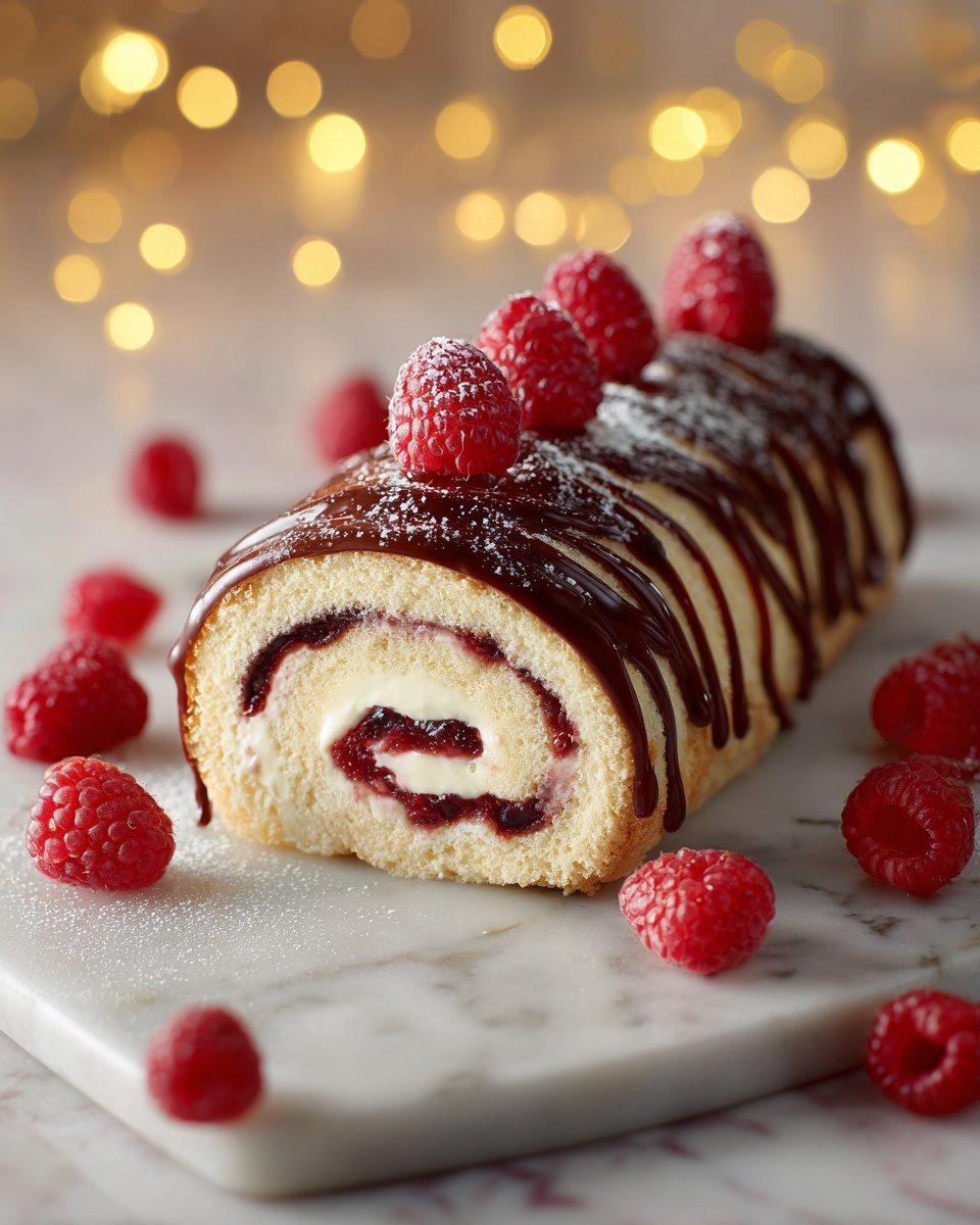 Raspberry and Chocolate Ganache Yule Log Recipe - Recipe Image