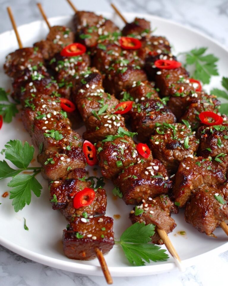 Asian Garlic Steak Skewers Recipe