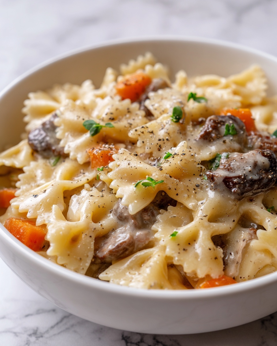 Creamy Beef and Bowtie Pasta Recipe - Recipe Image