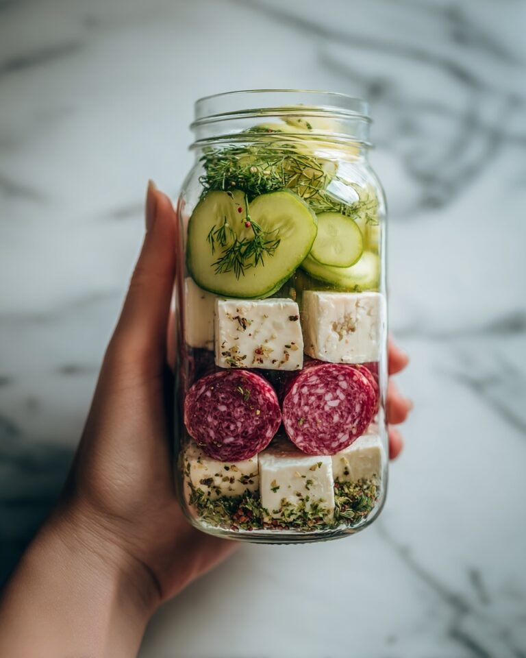 Easy Marinated Cheese Appetizer with Salami & Pickles Recipe