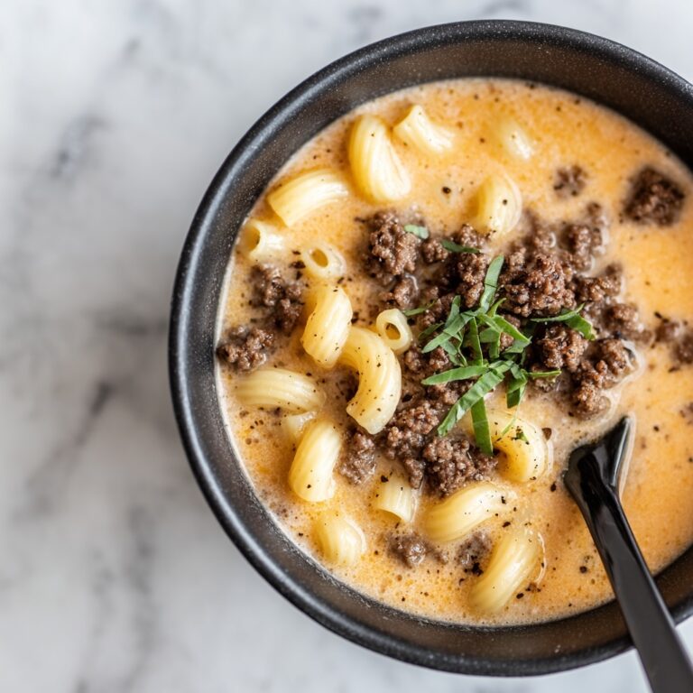One-Pot Macaroni Cheeseburger Soup Recipe