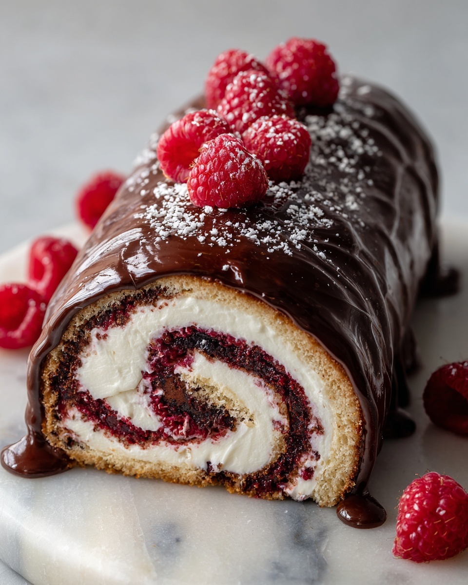 Raspberry and Chocolate Ganache Yule Log Recipe - Recipe Image
