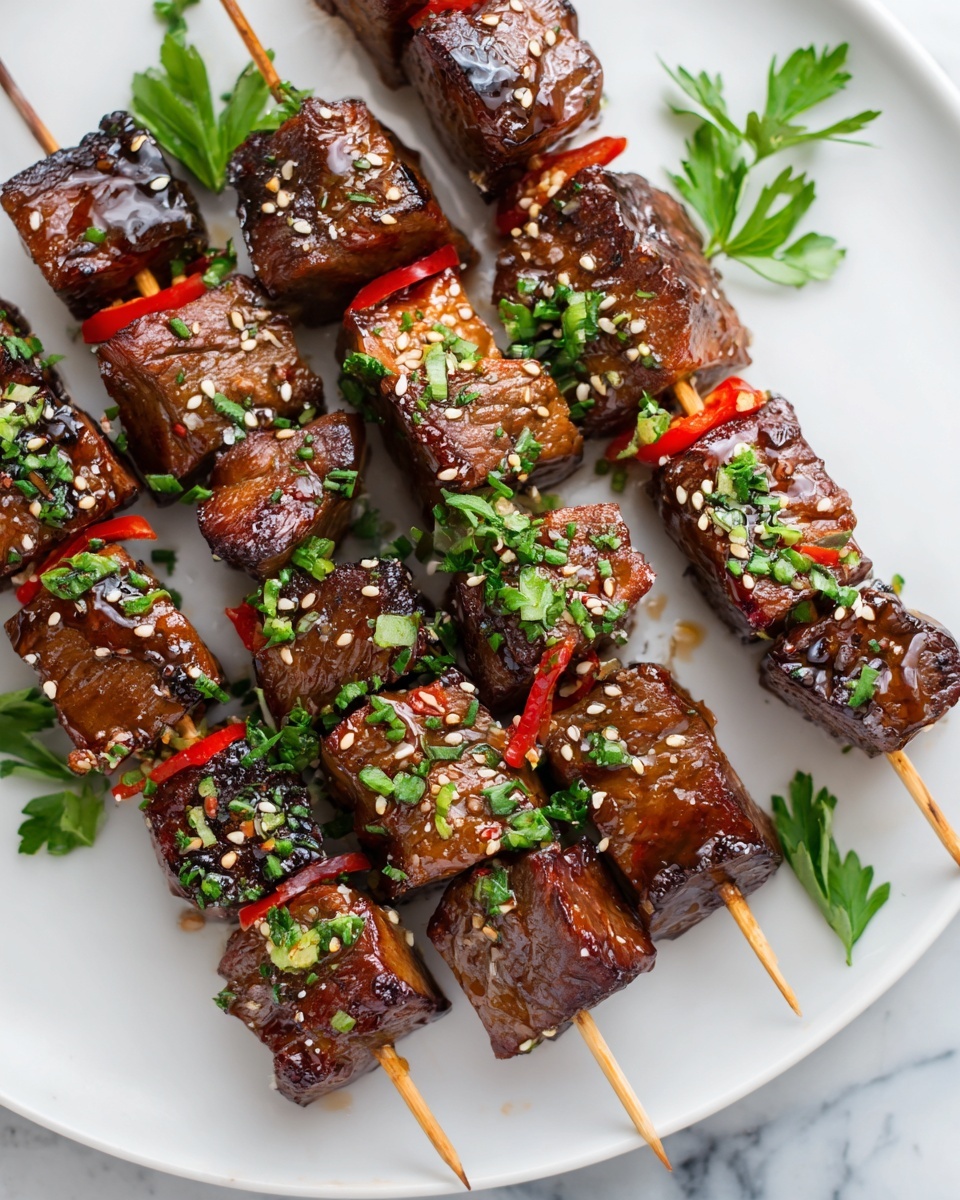 Asian Garlic Steak Skewers Recipe - Recipe Image