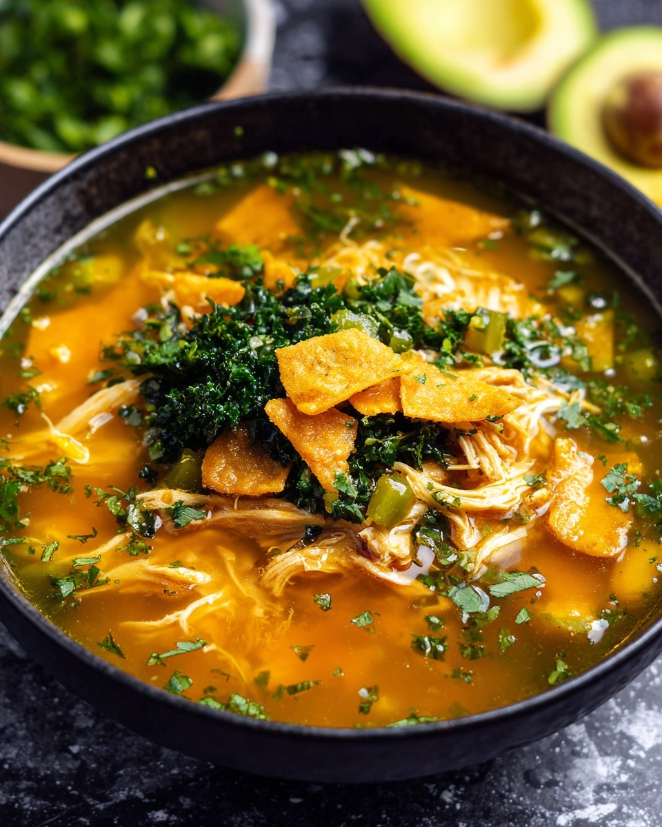 Creamy Chicken Tortilla Soup with Fresh Toppings Recipe - Recipe Image