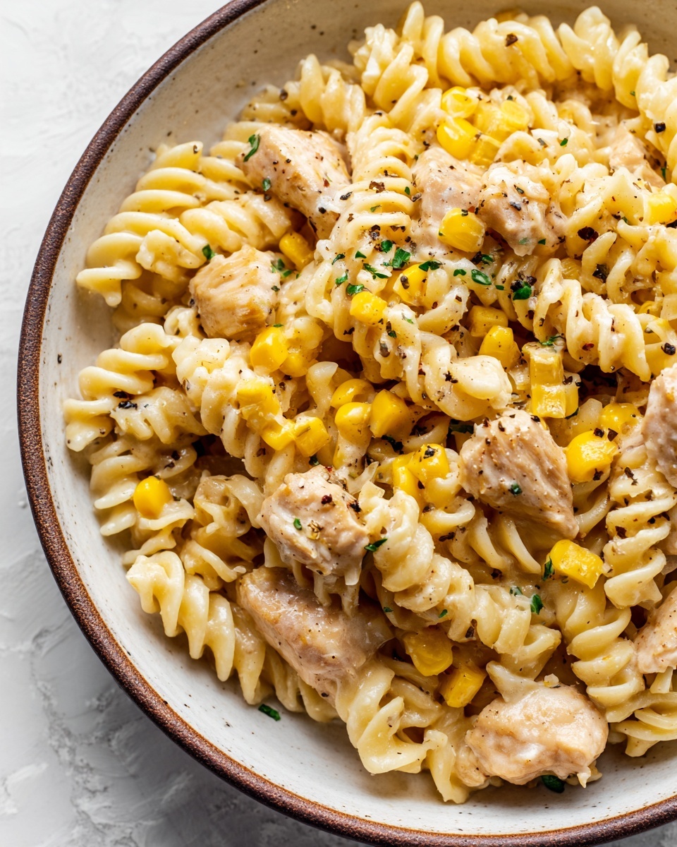 Creamy Chicken and Corn Pasta Recipe - Recipe Image