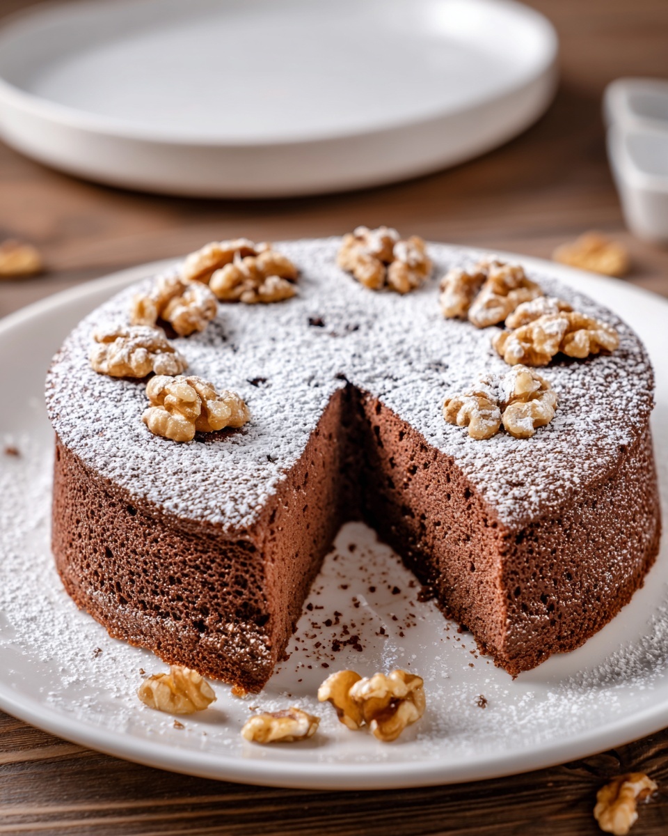 Simple Moist Chocolate Walnut Cake Recipe - Recipe Image