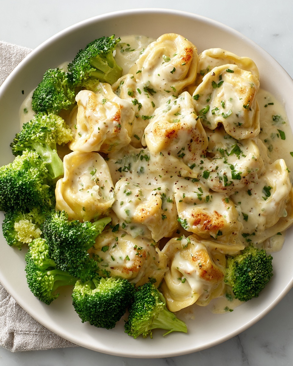Creamy Garlic Parmesan Tortellini with Chicken & Broccoli Recipe - Recipe Image