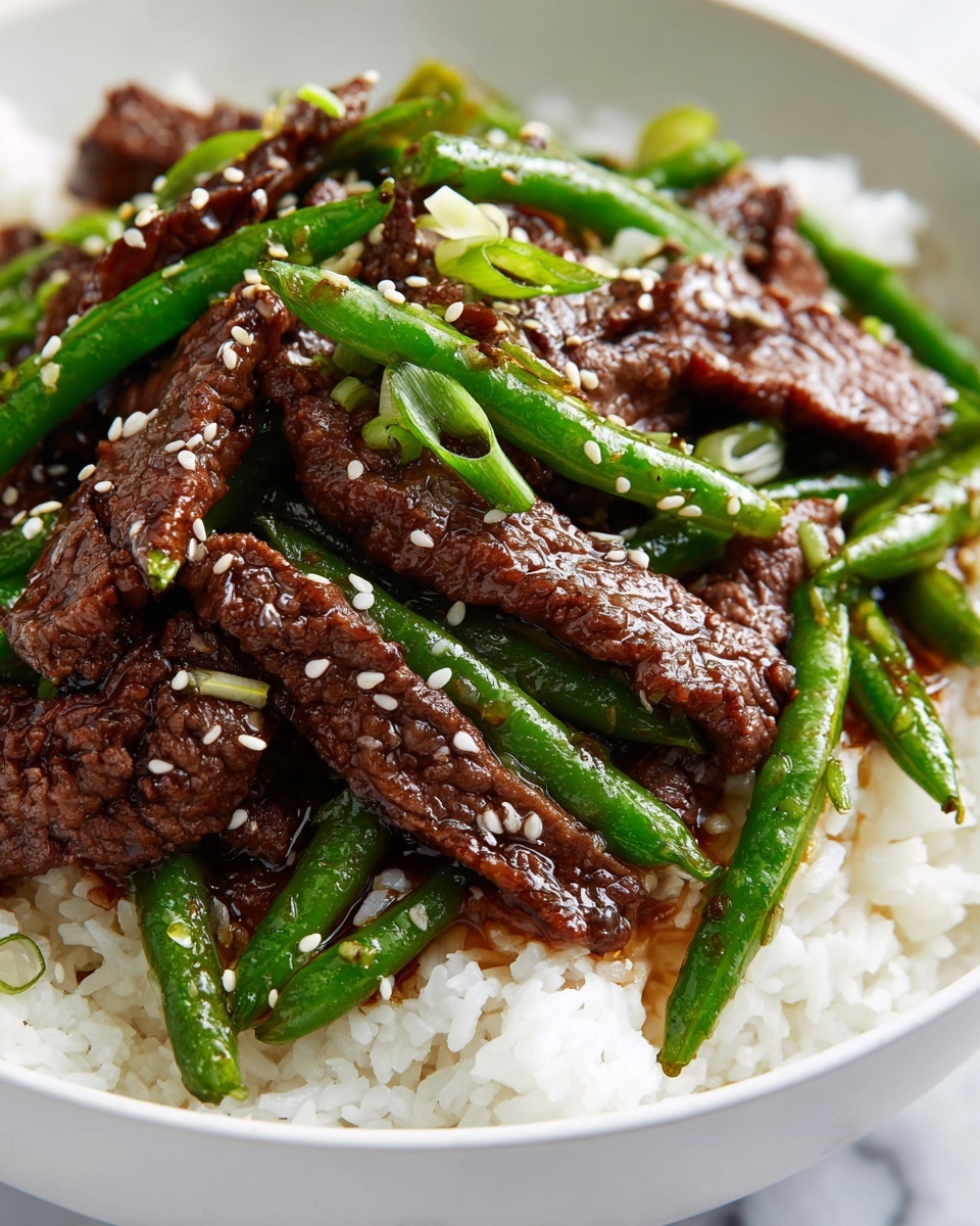 Spicy Garlic Beef Stir-Fry with Green Beans & Rice Recipe - Recipe Image