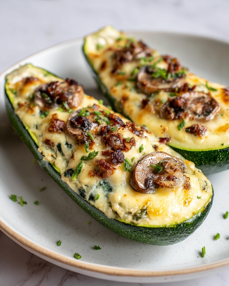 Spinach Mushroom and Ricotta Stuffed Zucchini Recipe - Recipe Image
