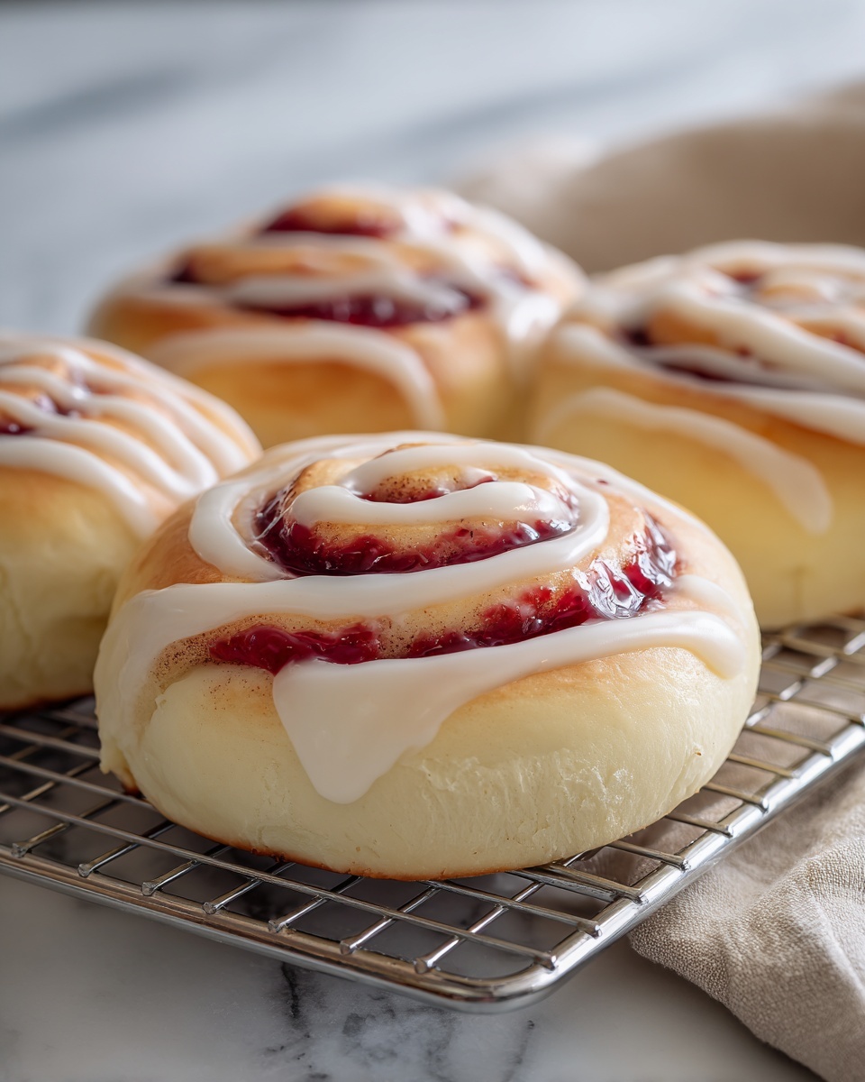 Strawberry and Cream Cinnamon Rolls with Strawberry Filling Recipe - Recipe Image