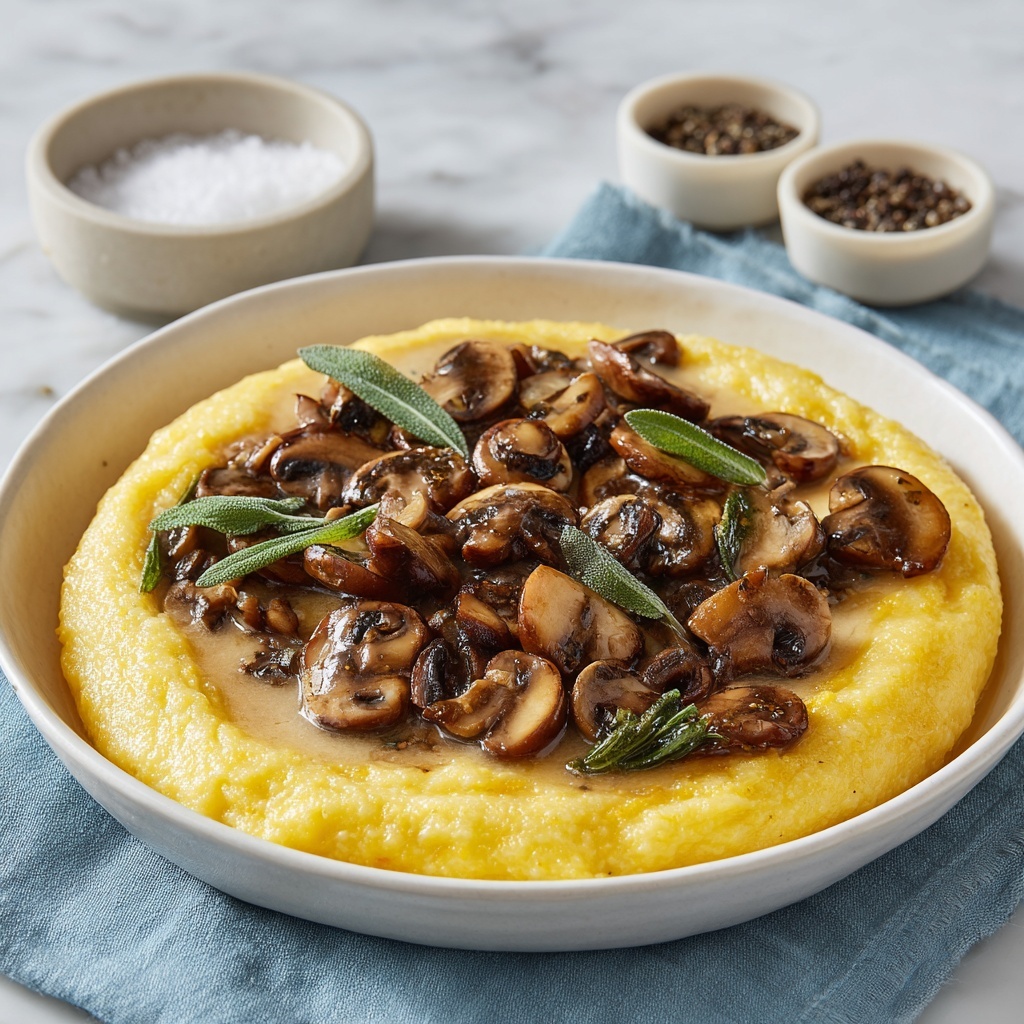Creamy Polenta with Garlic Sage Mushrooms Recipe - Recipe Image
