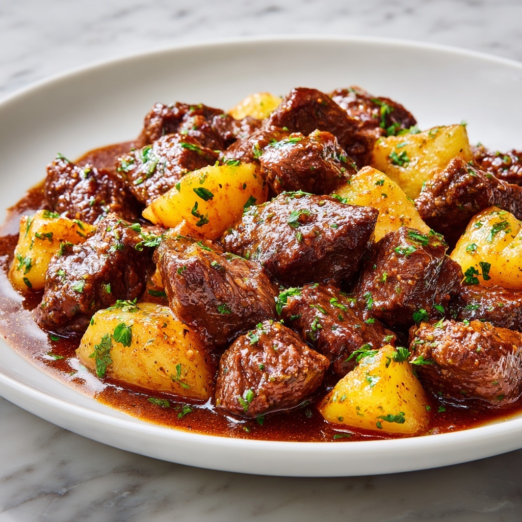 Slow Cooker Garlic Butter Beef Bites & Potatoes Recipe - Recipe Image