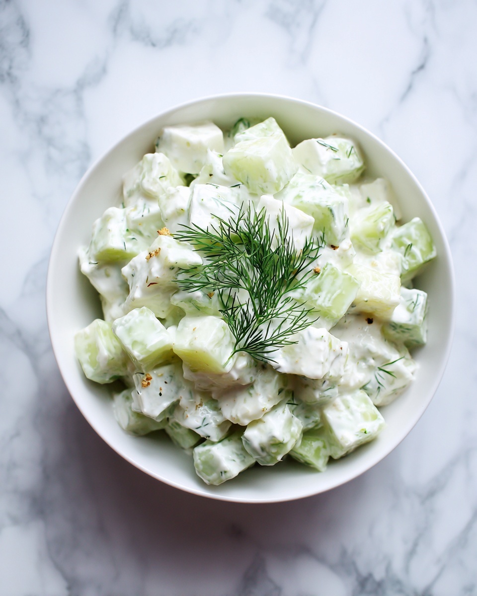 Refreshing and Tangy German Cucumber Salad with a Creamy Dressing Recipe - Recipe Image