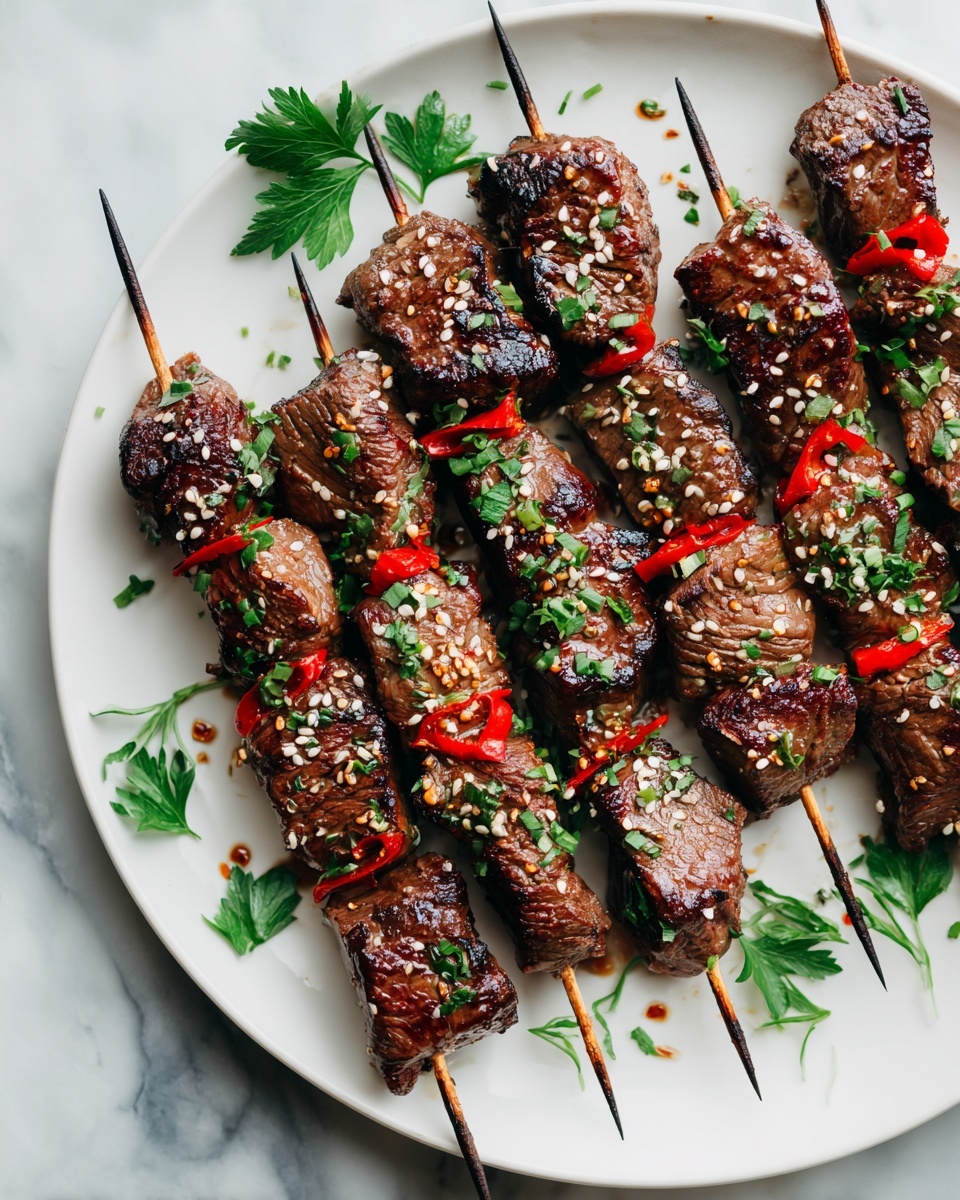 Asian Garlic Steak Skewers Recipe - Recipe Image