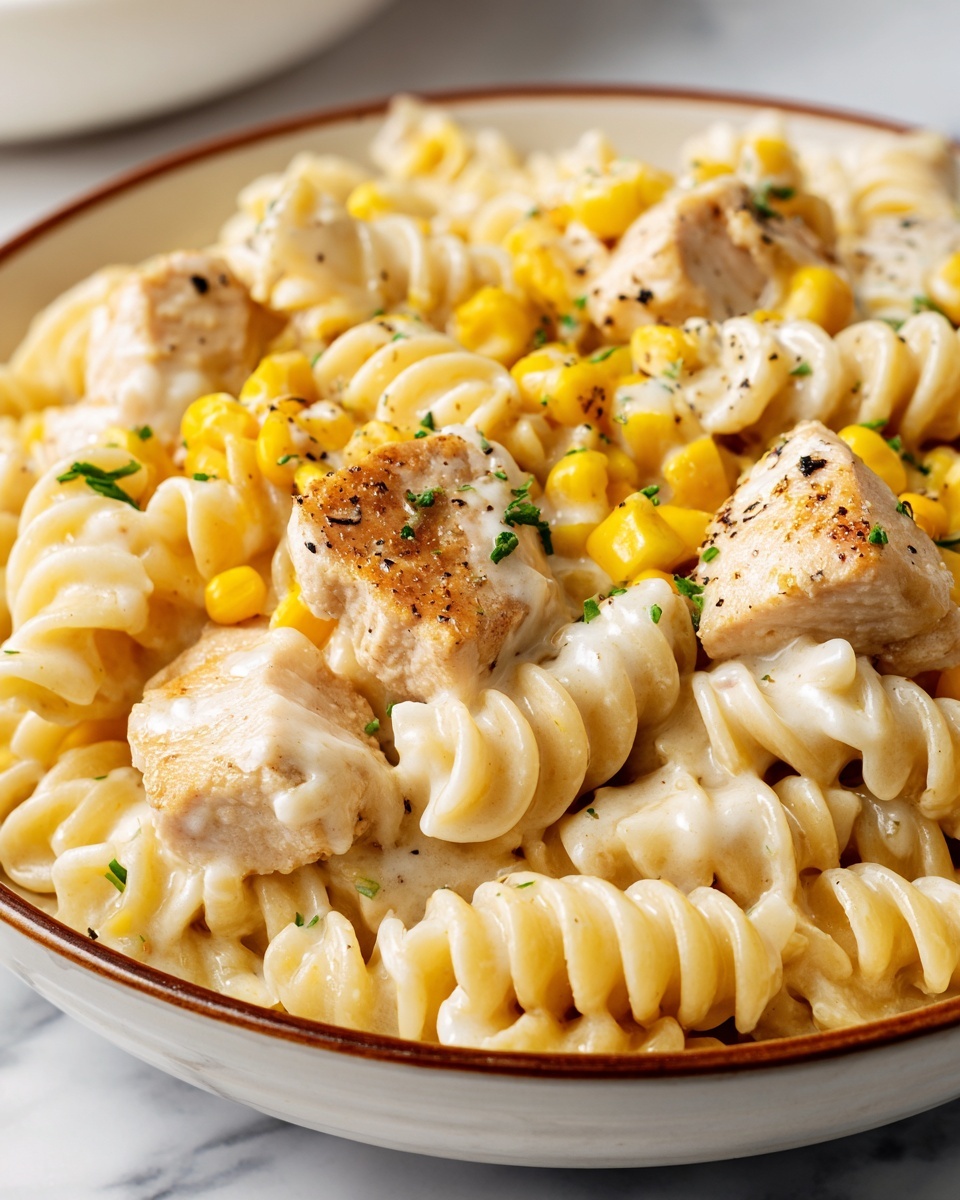Creamy Chicken and Corn Pasta Recipe - Recipe Image