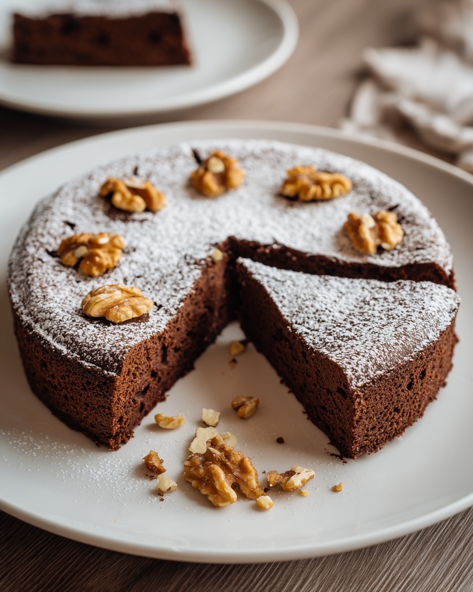 Simple Moist Chocolate Walnut Cake Recipe - Recipe Image