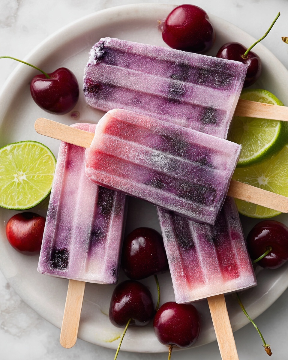 Cherry Lime Ice Pops Recipe - Recipe Image