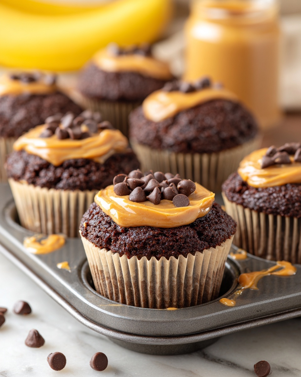 Chocolate Peanut Butter Banana Muffins Recipe - Recipe Image