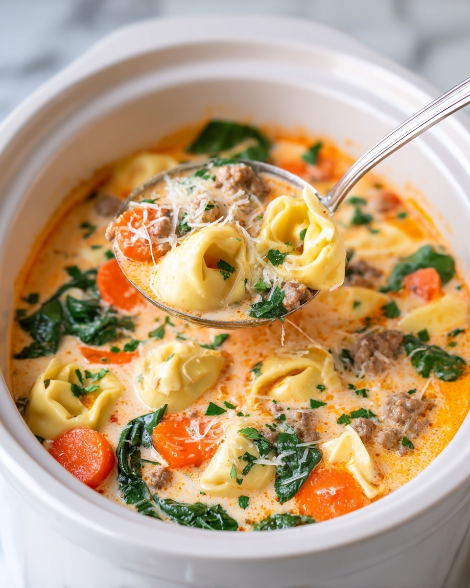 Creamy Crockpot Tortellini Recipe - Recipe Image