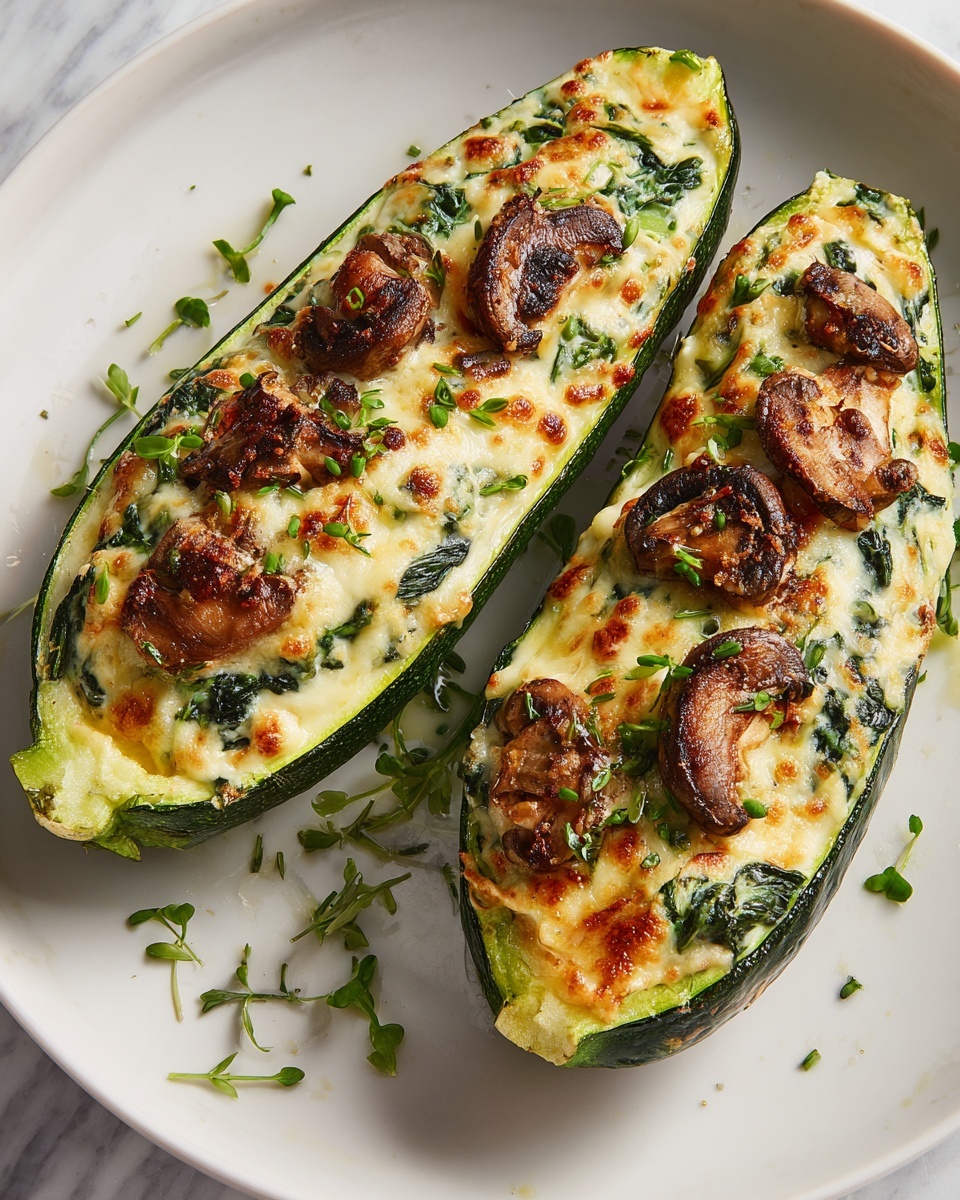 Spinach Mushroom and Ricotta Stuffed Zucchini Recipe - Recipe Image