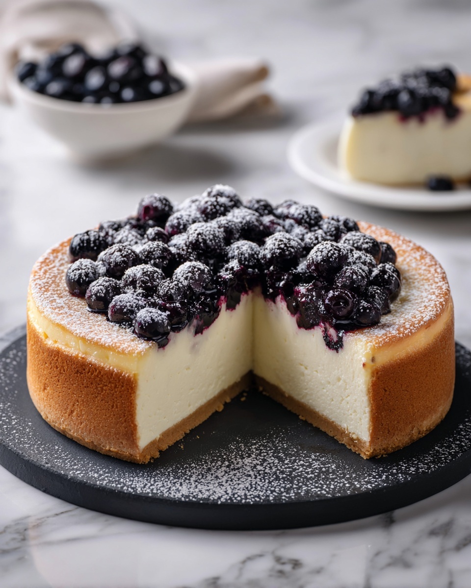 Simple Blueberry Basque Cheesecake Recipe - Recipe Image