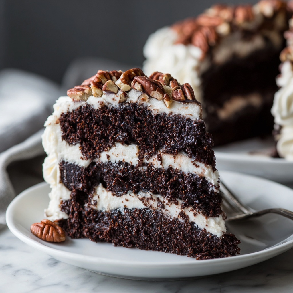 White German Chocolate Cake with Cheesecake Center Recipe - Recipe Image