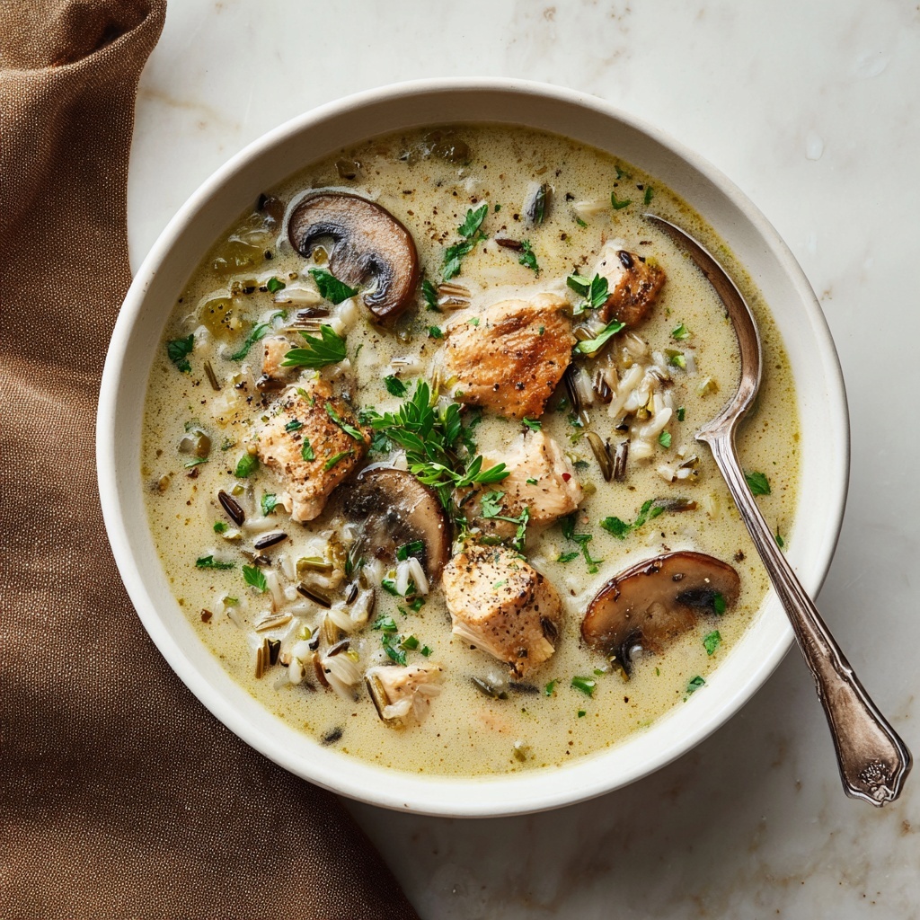 Creamy Mushroom Chicken and Wild Rice Soup Recipe - Recipe Image
