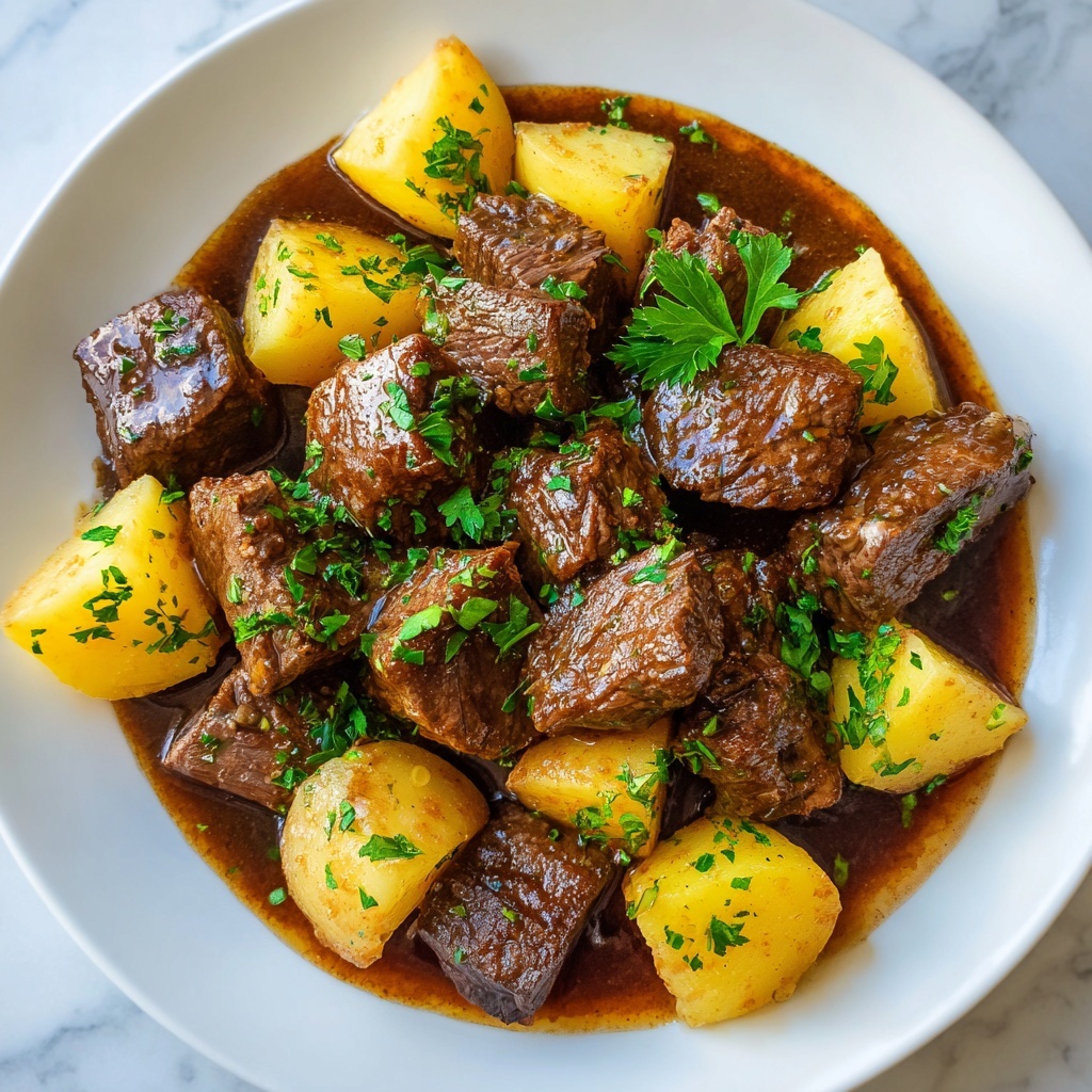 Slow Cooker Garlic Butter Beef Bites & Potatoes Recipe - Recipe Image