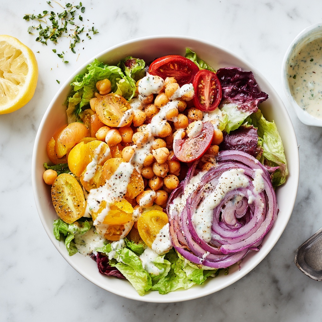 Green Salad with Lemon Tahini Dressing Recipe - Recipe Image