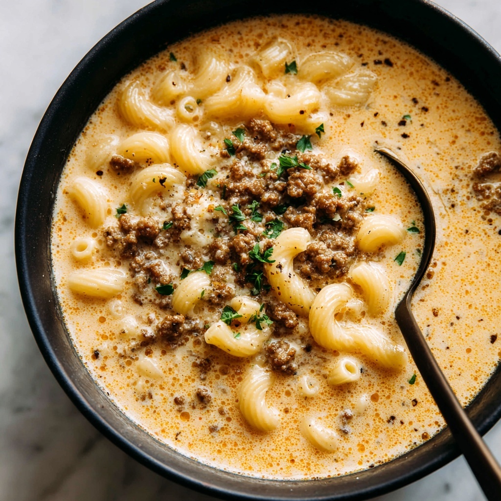 One-Pot Macaroni Cheeseburger Soup Recipe - Recipe Image