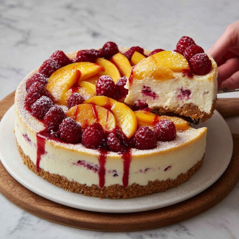 Summer Bliss Peach and Raspberry Cheesecake Delight Recipe