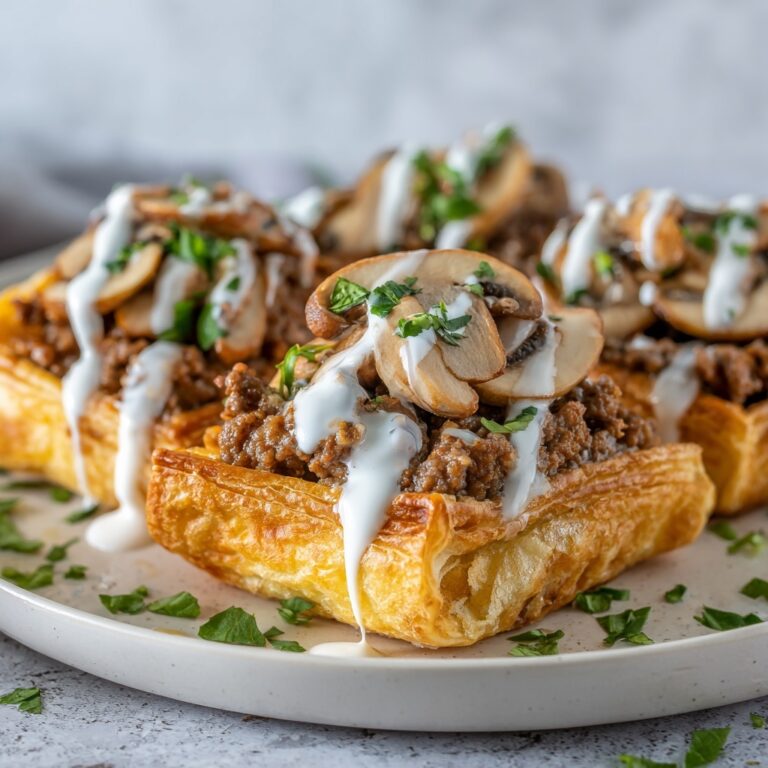 Cheesy Beef and Mushroom Pita Pockets with Tzatziki Sauce Recipe
