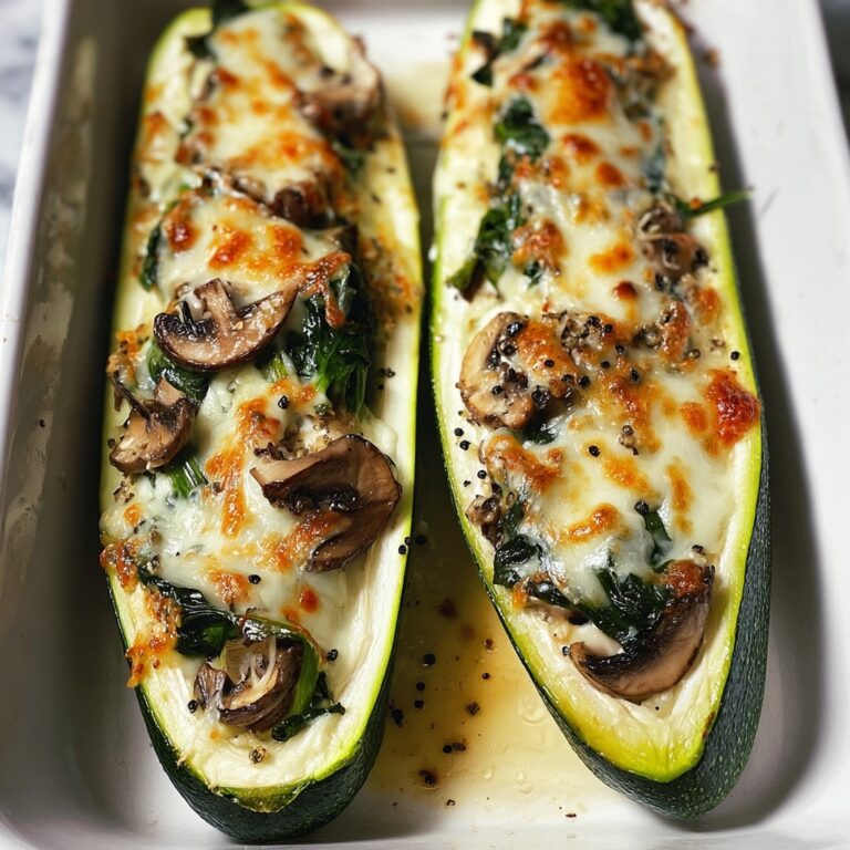 Spinach, Mushroom, and Ricotta Stuffed Zucchini Recipe