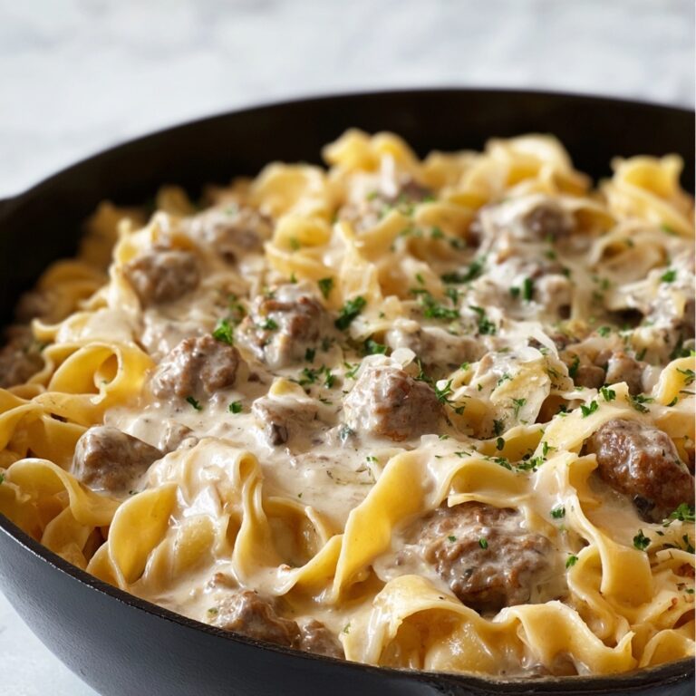 One-Pot Creamy Beef and Garlic Butter Pasta Recipe