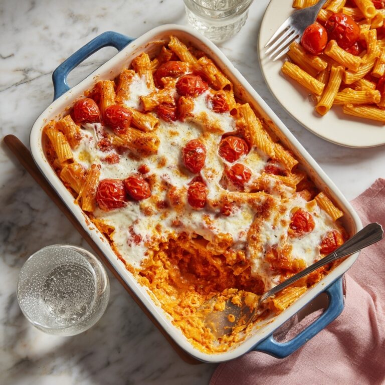 Creamy Pasta Bake with Cherry Tomatoes and Basil Recipe