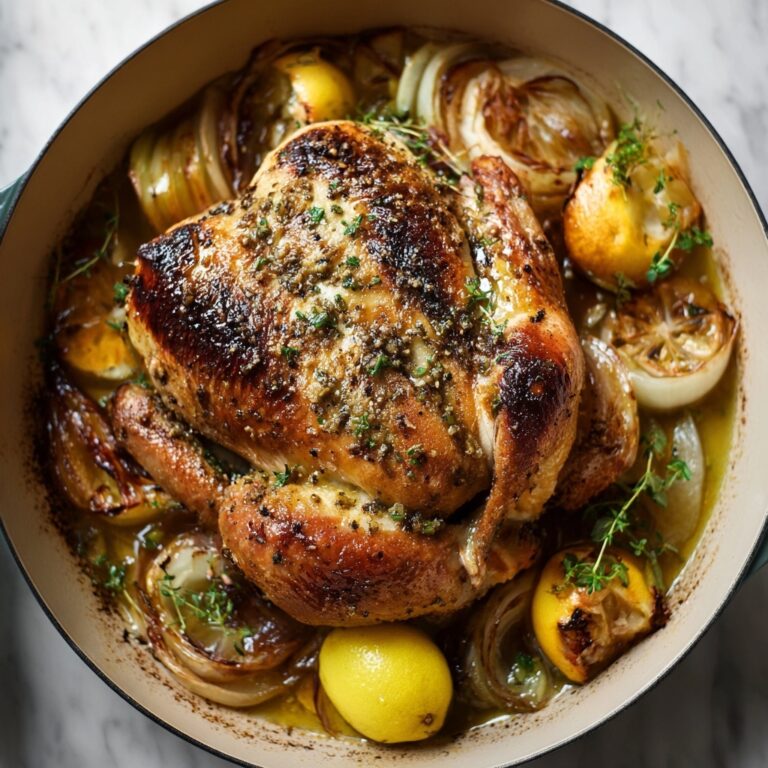 Creamy Lemon Herb Pot Roasted Whole Chicken Recipe