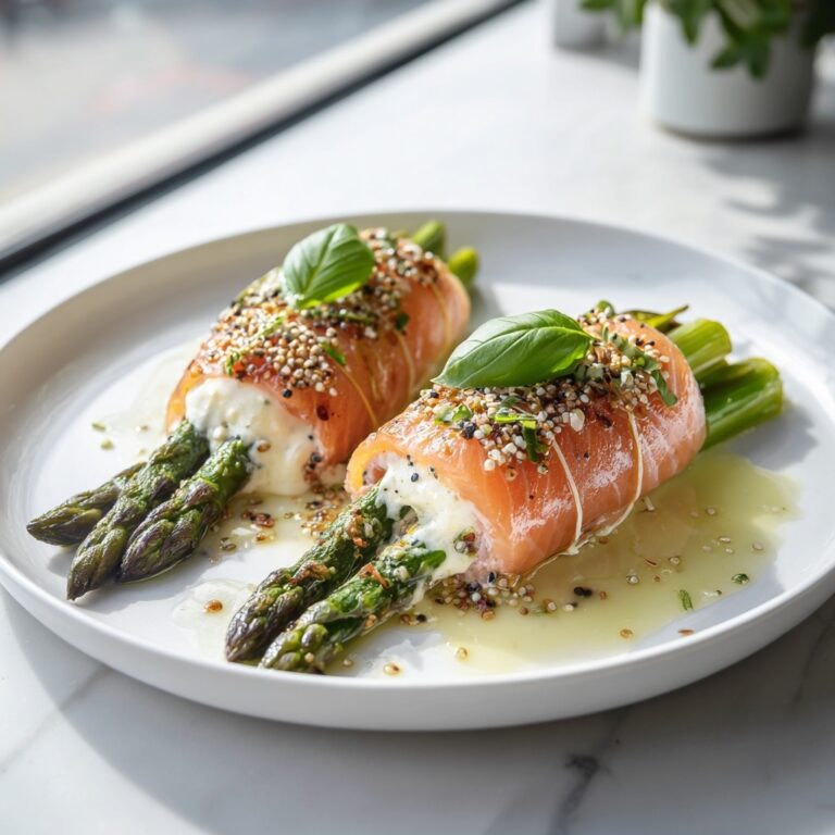 Asparagus and Lemon Basil Ricotta Stuffed Salmon Rolls Recipe