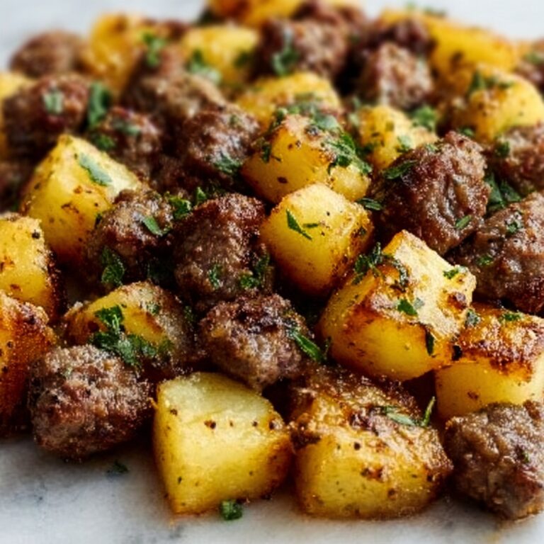 Air Fryer Garlic Butter Steak Bites and Potatoes Recipe