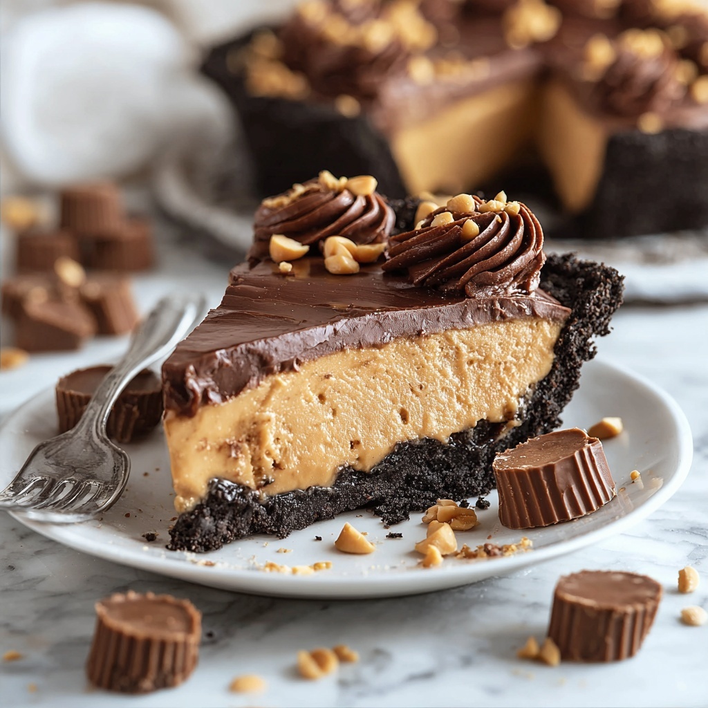 Peanut Butter Cup Chocolate Pie Recipe - Recipe Image