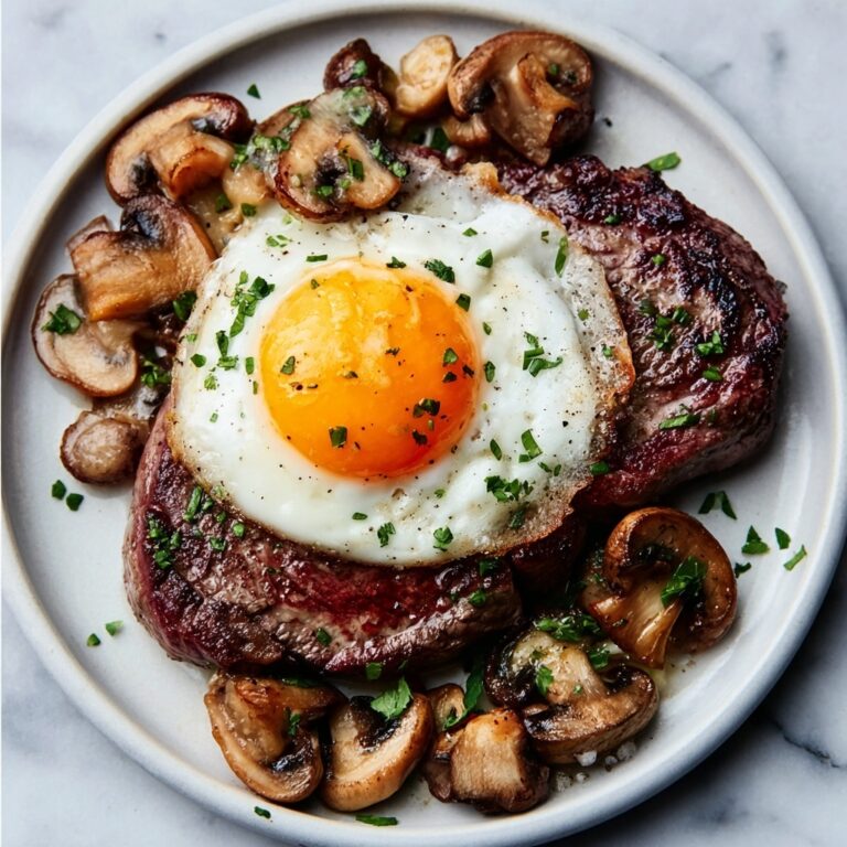 Steak and Eggs with Sautéed Mushrooms Recipe