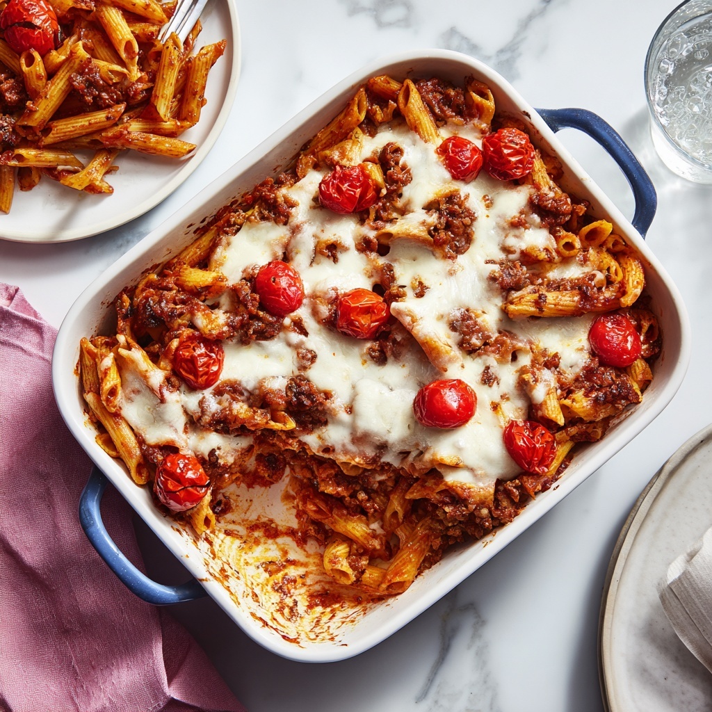 Creamy Pasta Bake with Cherry Tomatoes and Basil Recipe - Recipe Image
