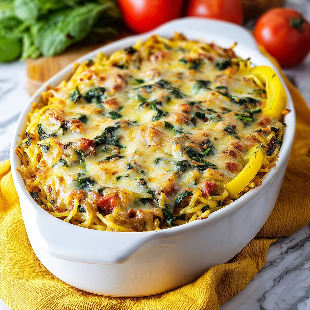 Cheesy Vegetarian Spaghetti Squash Casserole Recipe - Recipe Image