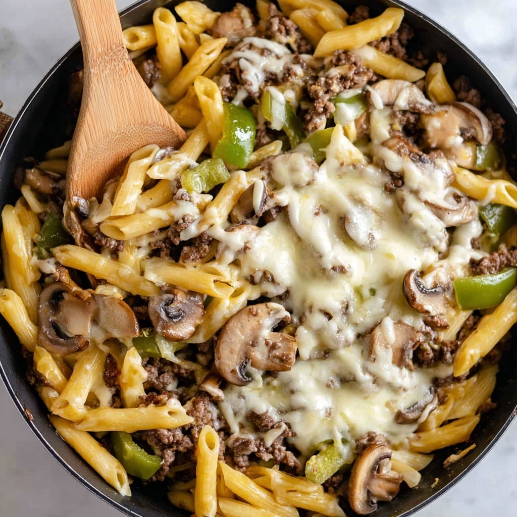 Philly Cheesesteak Pasta Recipe - Recipe Image