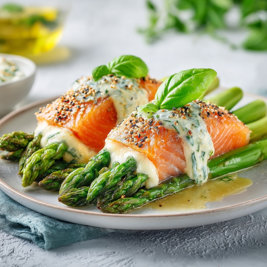 Asparagus and Lemon Basil Ricotta Stuffed Salmon Rolls Recipe - Recipe Image