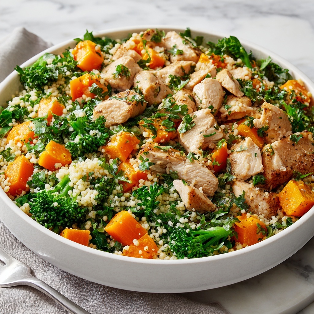 Roasted Butternut Squash, Broccoli, and Cheddar Chicken Couscous Recipe - Recipe Image