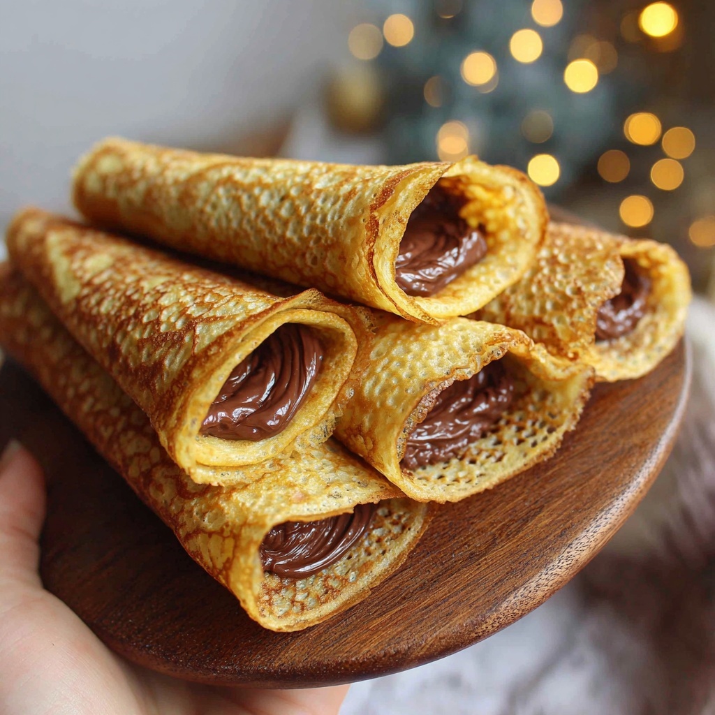 Handmade Chocolate-Filled Rolled Crepes Recipe - Recipe Image