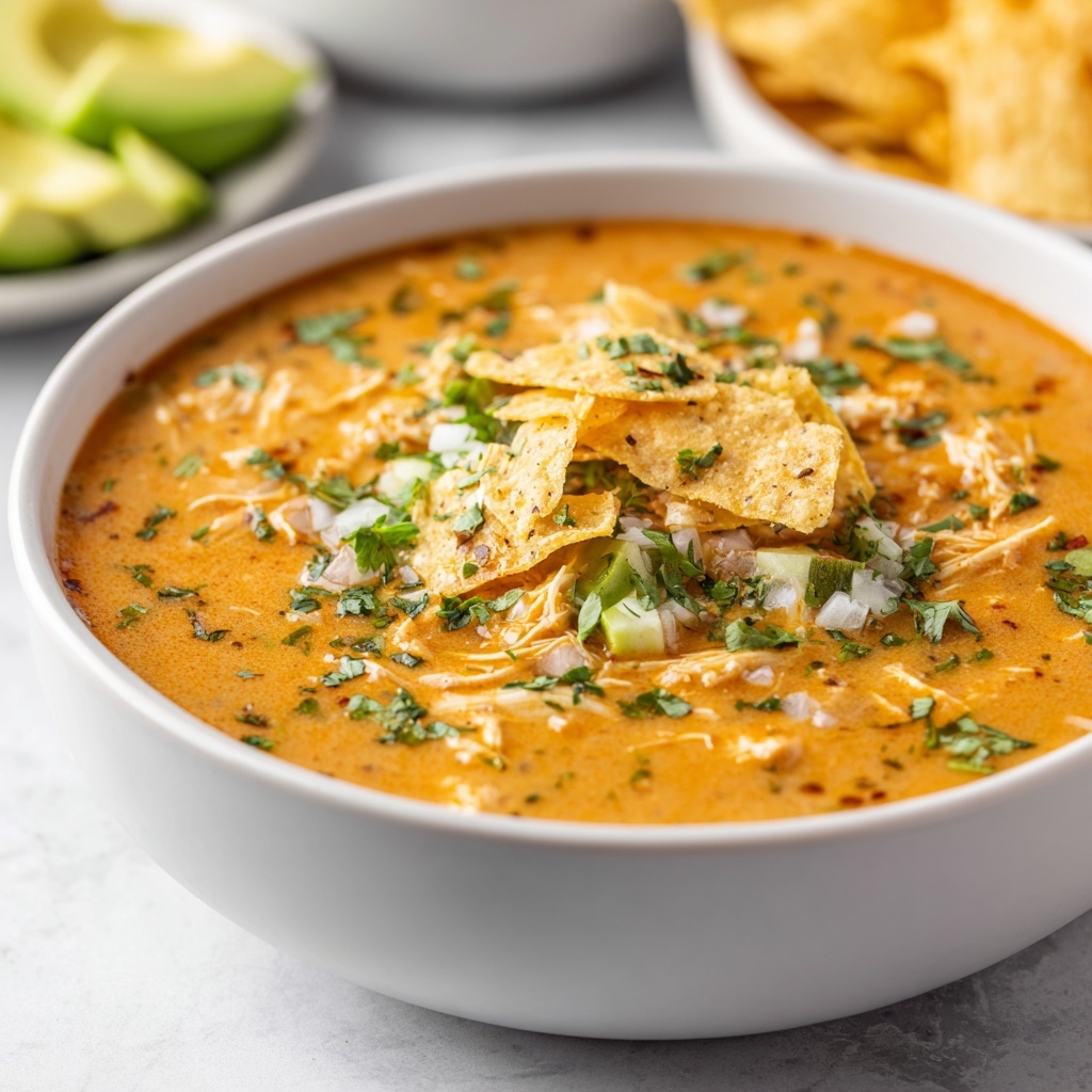 Creamy Chicken Tortilla Soup with Avocado and Cilantro Recipe - Recipe Image