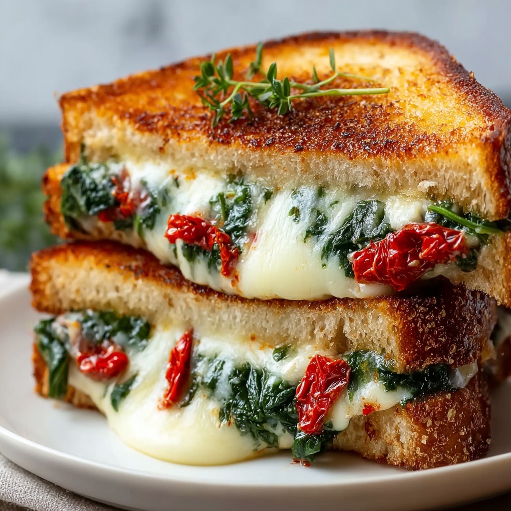 Sun-Dried Tomato, Spinach, and Ricotta Grilled Cheese Recipe - Recipe Image